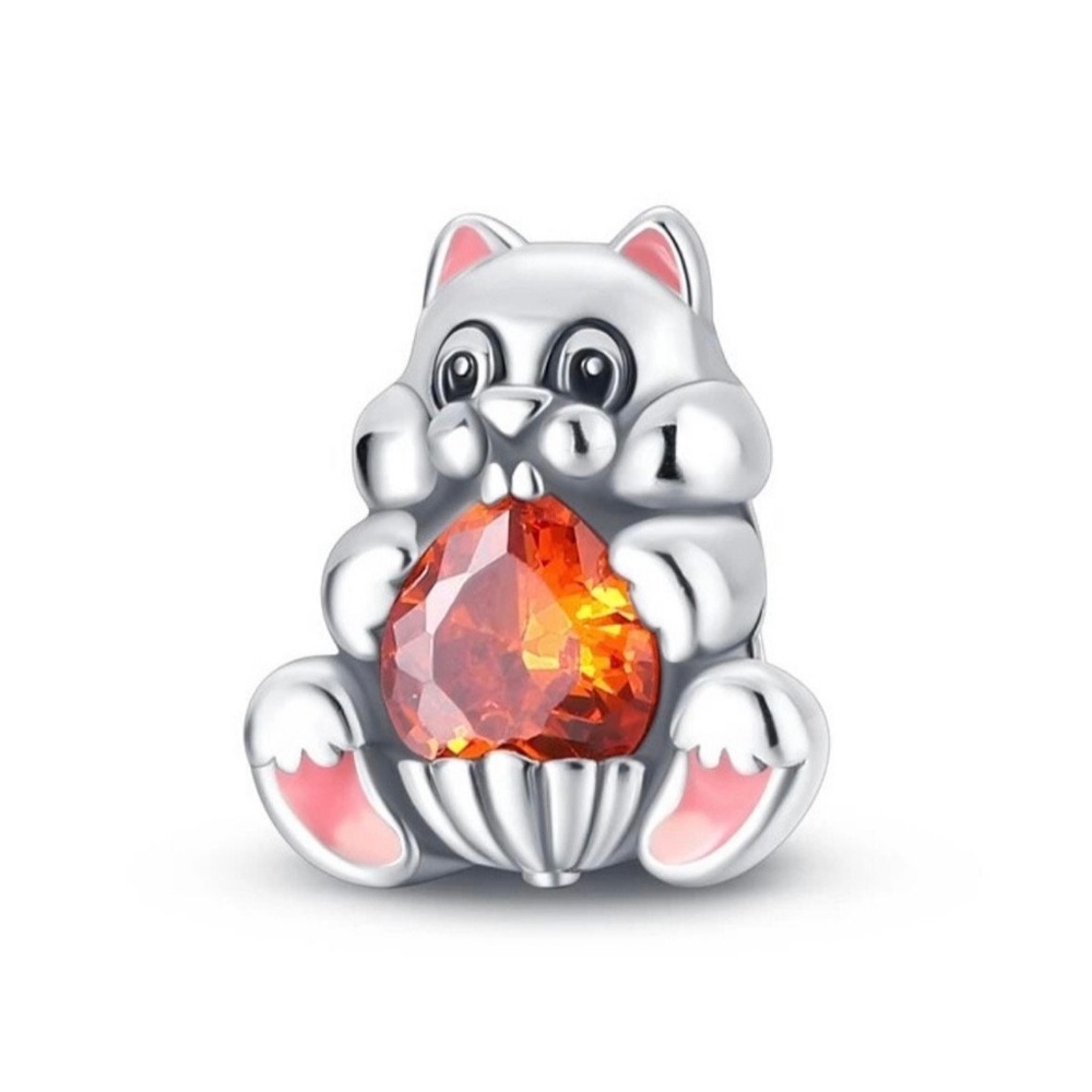 Squirrel Holding Acorn Dangle Charm, for Charm Bracelets, S925 Silver Charm